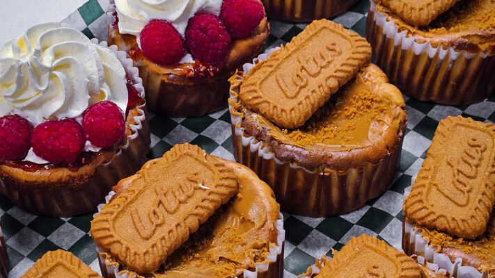 a spread of cupcakes on a tray