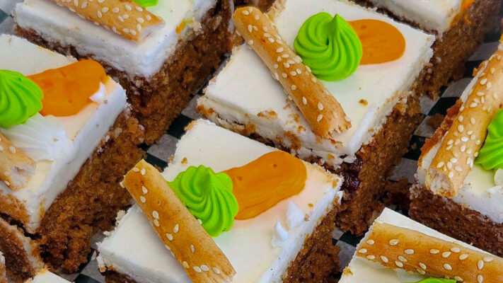 carrot squares on a tray